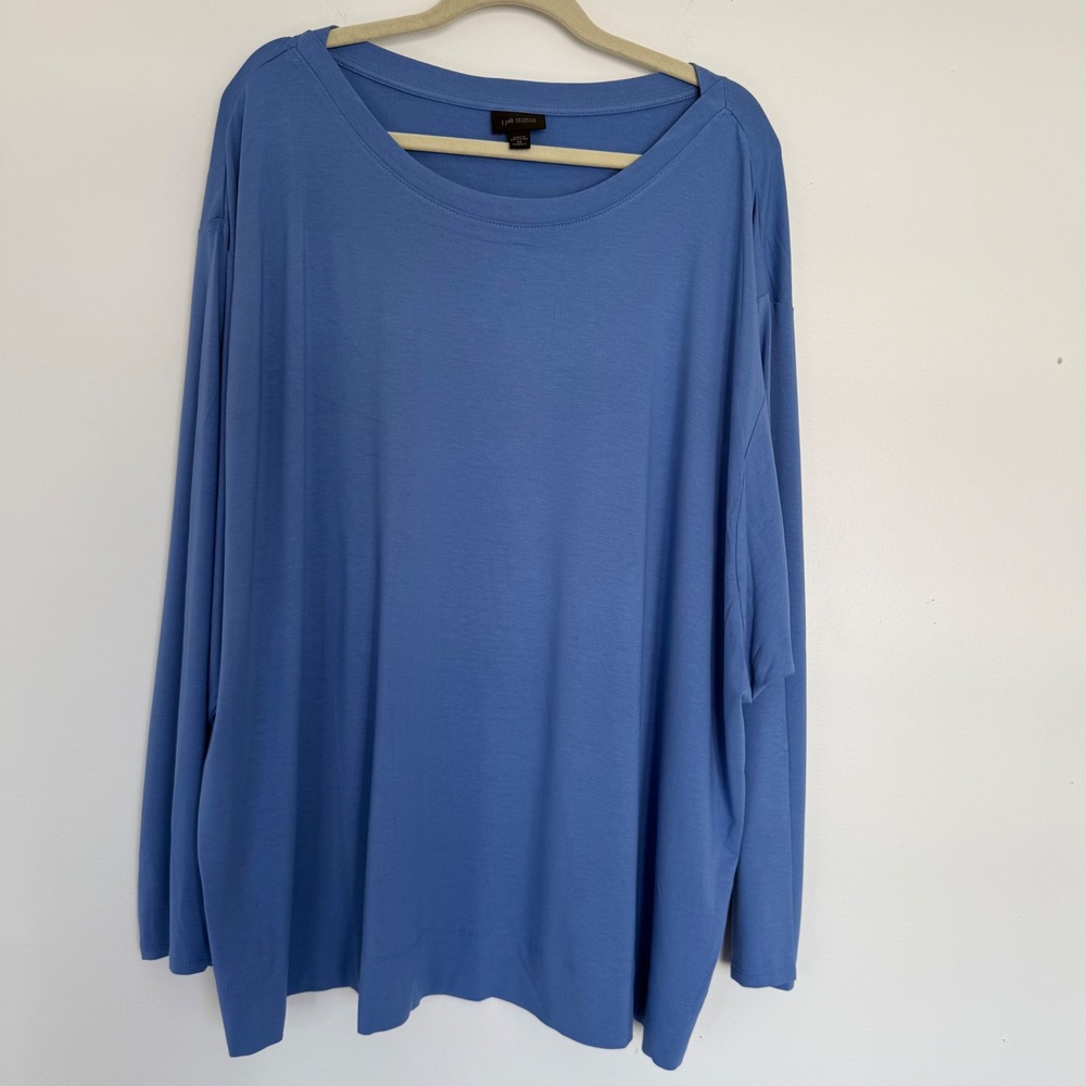 J Jill Wearable Collection Blue Long‎ Sleeve Shirt Liquid Knit 4X Lightweight